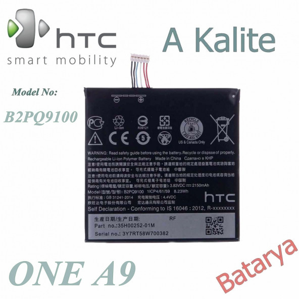 HTC B2Pq9100 Batarya HTC A9 - HTC ONE A9 Uyumlu Yedek Batarya
