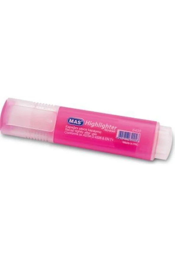 Mas Fosforlu Kalem Pembe Fosforlu İşaretleme Kalemi (12 Li Paket)