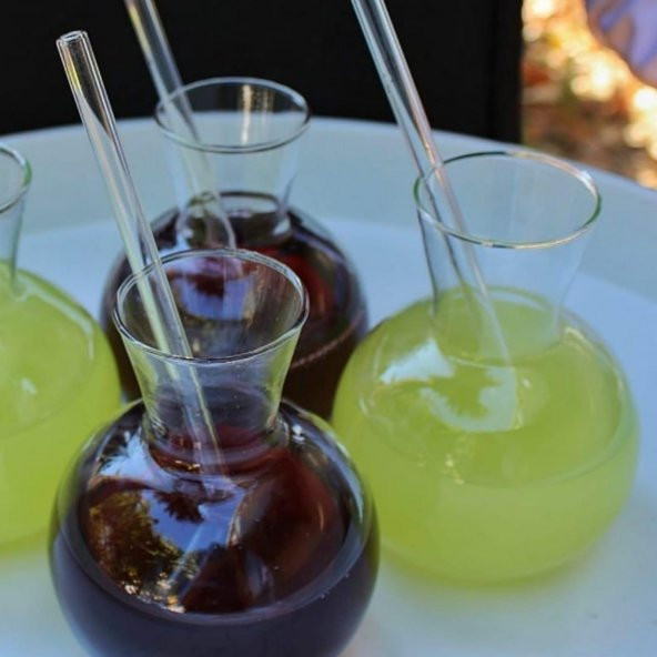 Cam Pipetli 6lı Tombul Cam Meşrubat Bardağı, Sunum Kokteyl Meyve Suyu Bardağı Su Içecek Bardağı - 8