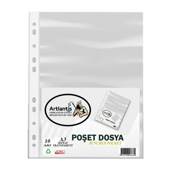 A3 Poşet Dosya Dik 10 lu Şeffaf Föy Dosya 1 Paket Ofis Okul Büro Kenarı Delikli Poşet Dosya