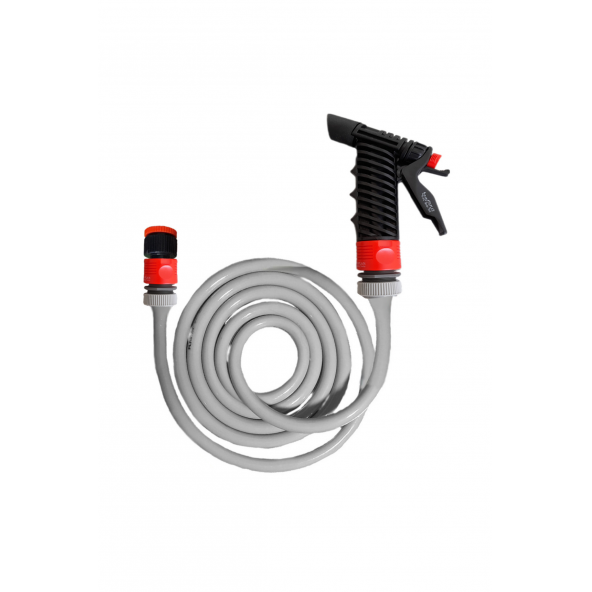 Plasyay Düz Sulama Yıkama Hortum Musluk Adaptörlü ve Yeni Tetik Başlıklı Set