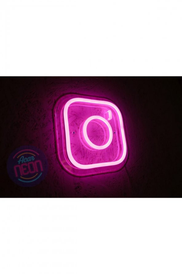 Instagram Logo Neon Led Işıklı Dekoratif Duvar Aydınlatması Anahtar İle Açma Kapama
