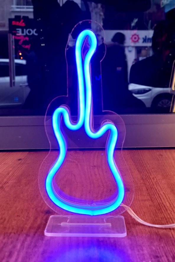 Masaüstü İçin Küçük Gitar Şeklinde Neon Led Işıklı Tablo