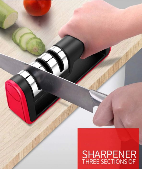 MELYET Kırmızı Siyah Bıçak Bileyici Açılı Seramik Elmas Uçlu Kasap Mutfak Çelik El Bıçakları Bileme Aleti