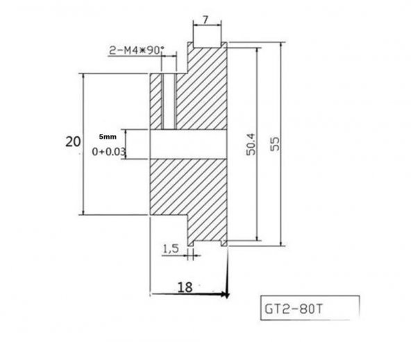 Gt2 6mm 80 Diş Kasnak (İç Çap 5 mm) - 2