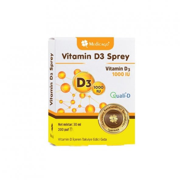 Vitamin D3 Sprey Takviye Edici Gıda 1000 Iu 30Ml