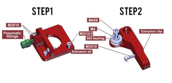 Ender3 Pro Uyumlu MK8 Alüminyum Kırmızı Extruder 1.75mm(Sağ) - 3