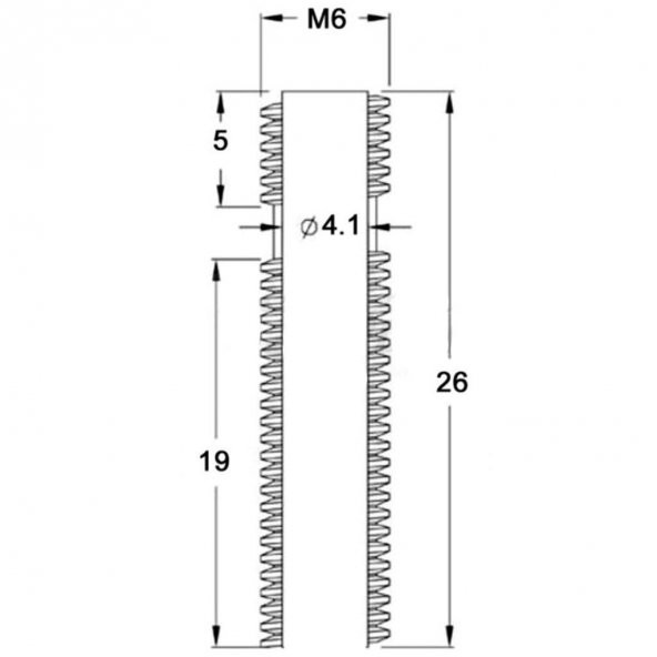 M6x26mm 4.1 Delik Barrel(4.1 Bore) - Resim 2