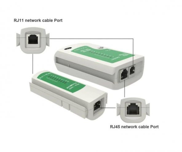 Network Tester RJ45-RJ11 ADSL İnternet Kablo Test Cihazı Cat5-6 - Resim 3
