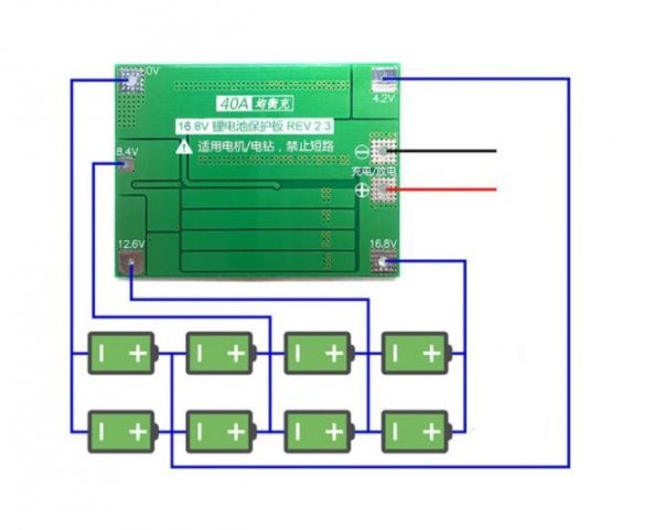 4S 40A BMS 16.8V 18650 Lityum LiPo Pil Şarj Koruma Modülü - 3