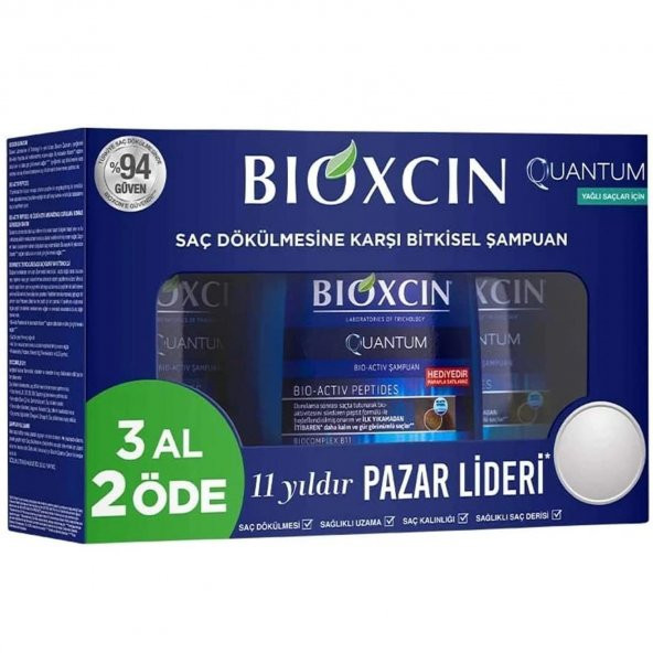 Bioxcin Quantum Yağlı Saçlar İçin Şampuan 3 x 300 ml 3 Al 2 Öde