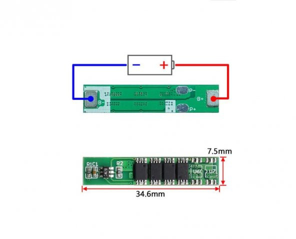 1S 7.5A BMS 3.7 V 18650 Lityum LiPo Pil Şarj Koruma Modülü - 2