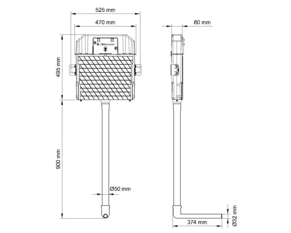 Visam Gömme Rezervuar Hela Taşı İçin + Karina Mat Krom Kumanda Paneli - 4
