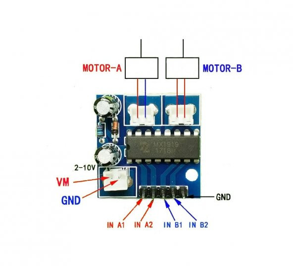 2.5A Çift Kanallı DC Motor Sürücü Kartı H Köprülü PWM Hız Kontrolü - 2