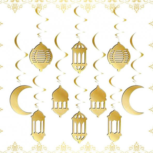 3D Hilal Kandil Ve Ramazan Temalı 10lu Tavan Sarkıt Süsü - 2