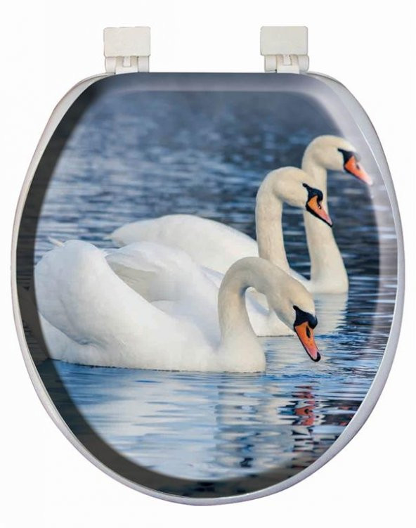 Softy Jumbo Desenli Yumuşak Klozet Kapağı Beyaz