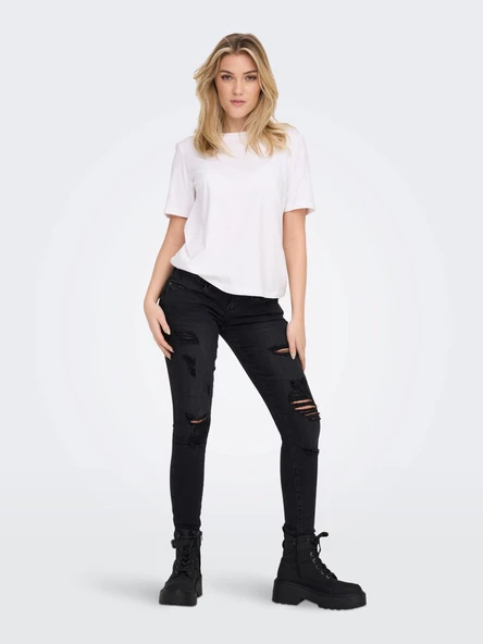 ONLY Bayan Tek Renk Tişört 15270390 - Resim 3