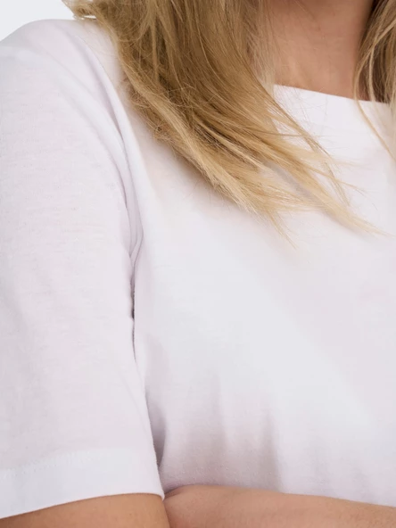 ONLY Bayan Tek Renk Tişört 15270390 - Resim 5