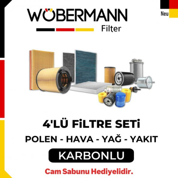 Wöbermann VW Jetta 1.6 TDI Filtre Bakım Seti 2009-2010 CAY 4lü Karbonlu