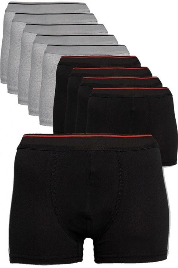 Arma Yıldız Erkek Siyah Gri Battal Büyük Beden Boxer 10lu Paket