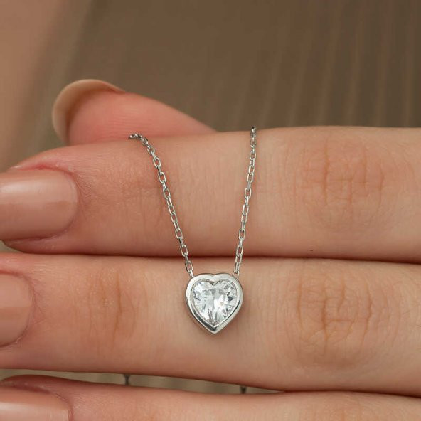 PPL-121125925 Ayar Gümüş Kalp Kadın Gümüş Kolye - Resim 3