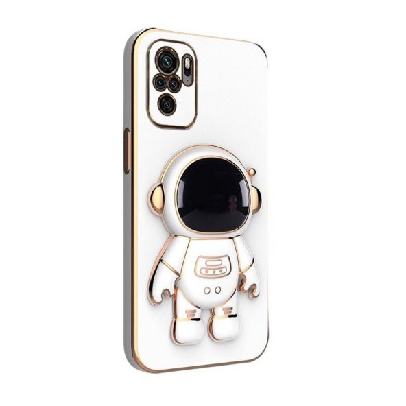 Gpack Xiaomi Redmi Note 10S Kılıf Kamera Korumalı Astronot Desenli Standlı Silikon