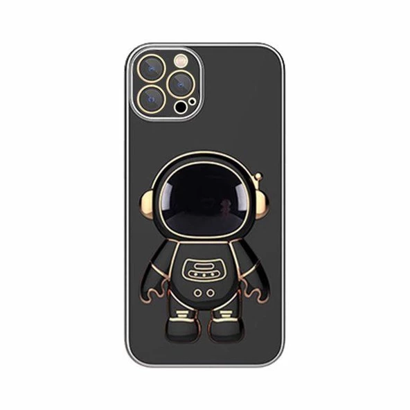 Gpack Apple iPhone 12 Pro Max Kılıf Kamera Korumalı Astronot Desenli Standlı Silikon - 5