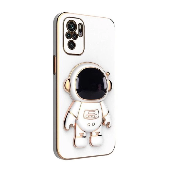 Gpack Xiaomi Redmi Note 10S Kılıf Kamera Korumalı Astronot Desenli Standlı Silikon