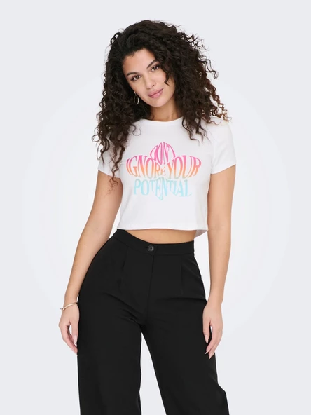 ONLY Bayan Yazılı Crop Kısa Tişört 15290558