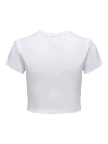ONLY Bayan Yazılı Crop Kısa Tişört 15290558 - Resim 8