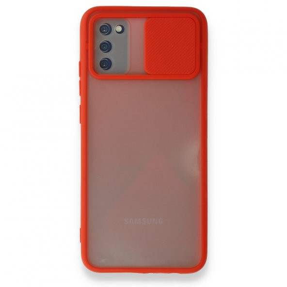 Samsung Galaxy A02S Kılıf Palm Buzlu Kamera Sürgülü Silikon - Kırmızı