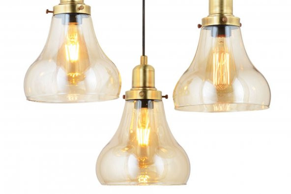 LampaLuce Cono Modern Sarkıt Salon Avizesi 3lü Sarı 40x70cm - 2