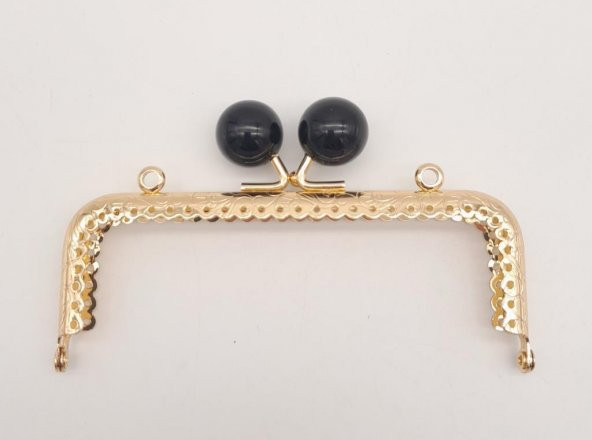 Angel Çanta Aksesuar 12.5 cm Siyah Toplu Çanta Klipsi Çanta Bursu Light Gold Metal ürün görseli 1