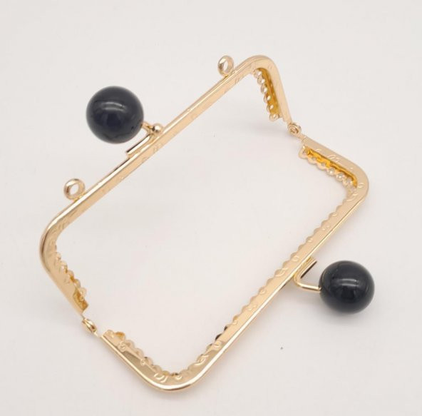 Angel Çanta Aksesuar 12.5 cm Siyah Toplu Çanta Klipsi Çanta Bursu Light Gold Metal - Resim 3