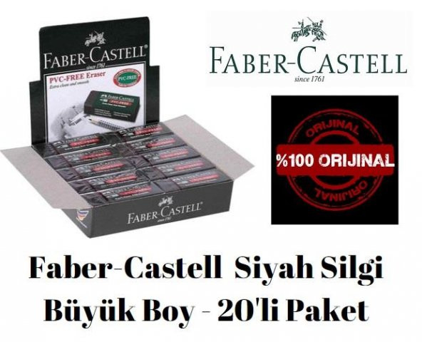 Faber-Castell Siyah Silgi Büyük Boy - 20Li Paket