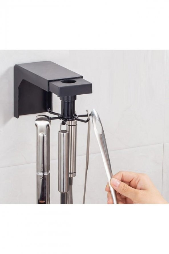 BySevil 6 Kancalı Mutfak Banyo Askısı 360 Döner Kepçe Askılık Havlu Askı - 2