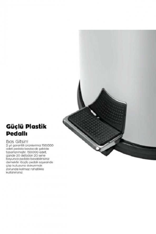 BySevil 5 lt Pedallı Çöp Kovası Ve Micro Wc Fırçalık Paslanmaz Krom - 4