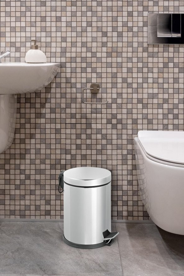 BySevil Paslanmaz Çelik Banyo Çöp Kovası 3 Lt / Tuvalet Çöp Kovası Krom 3 Lt - 4