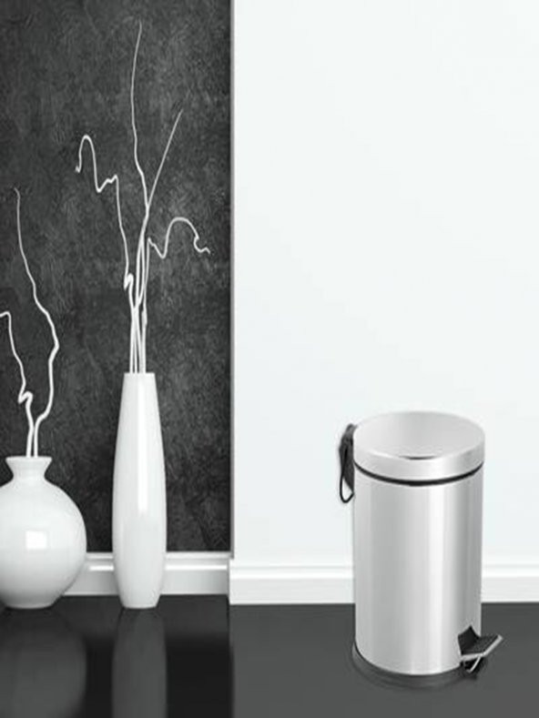BySevil Elegent 3 Litre Siyah Paslanmaz Çelik Pedallı Çöp Kovası / Tuvalet Mutfak Banyo Ofis Balkon