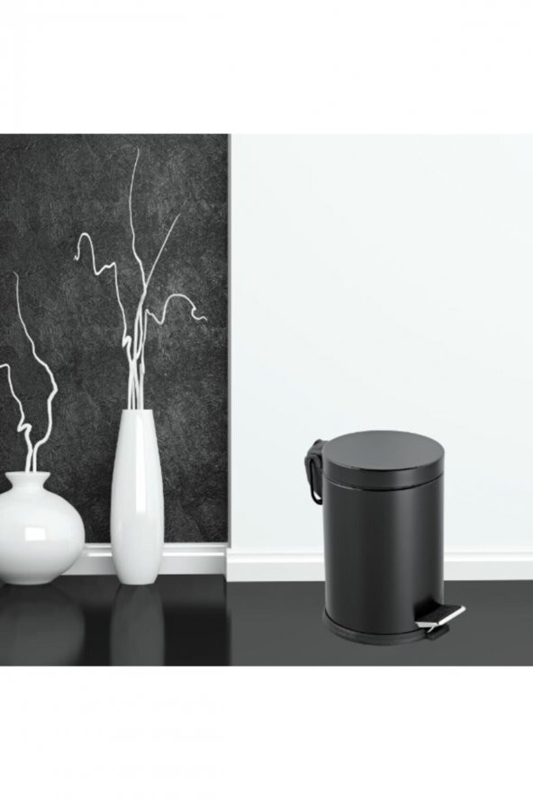 BySevil Elegant 3 Litre  Siyah / Kırmızı Pedallı Çöp Kovası / Tuvalet Mutfak Banyo Ofis Balkon - 2
