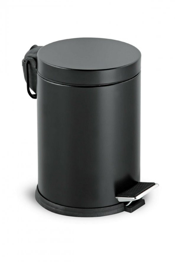 BySevil 12 Litre Paslanmaz Pedallı Siyah Çöp Kovası Ev Ofis Banyo Mutfak