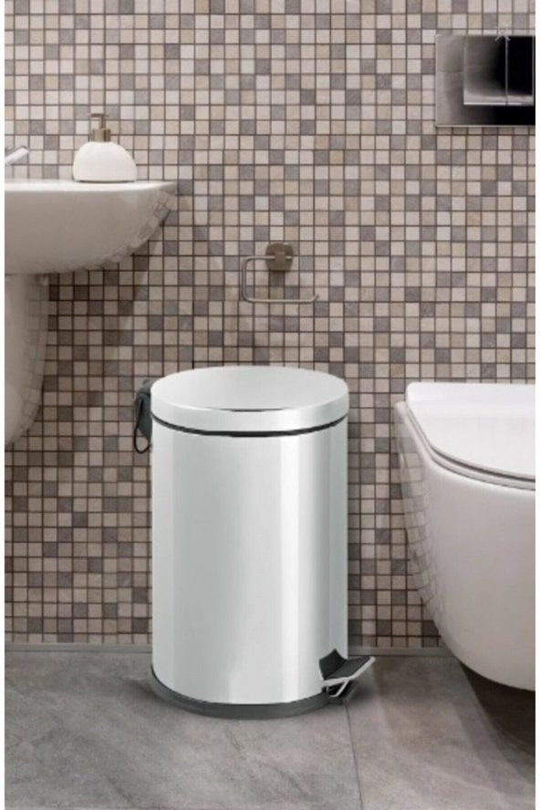 BySevil Pedallı 12 Lt Paslanmaz Krom Çöp Kovası Lüx - 2