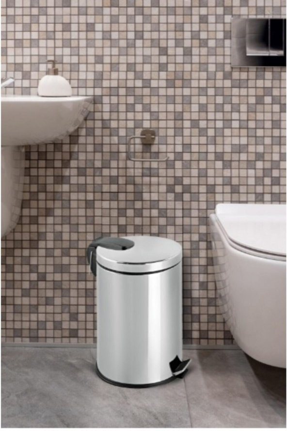 BySevil Paslanmaz Krom Çöp Kovası 30 Lt Lüx Seri H 44 Cm - 2