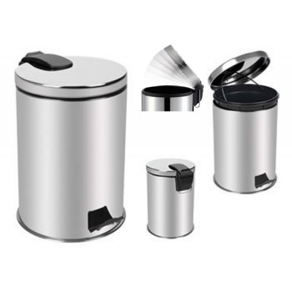 BySevil AMORTİSÖRLÜ ÇÖP KOVASI 20 LT / YAVAŞ KAPANAN PASLANMAZ ÇELİK ÇÖP KOVASI 20 LT / TSE BELGELİ - 2