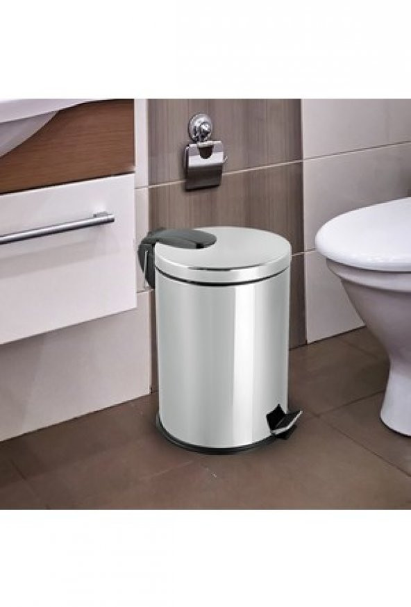 BySevil SistemTemizlik Paslanmaz Metal Pedallı Çöp Kovası 40 Lt  Restoran Park Bahçe Ofis - 3
