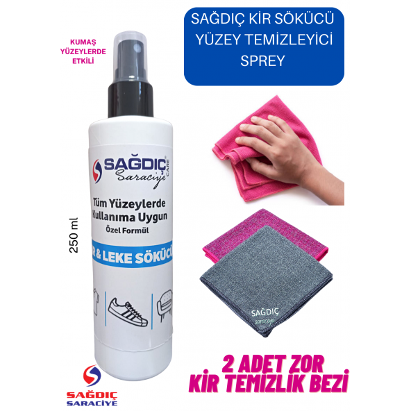 Sağdıç Saraciye Çok Amaçlı Kir Leke Sökücü Temizleyici 250 Ml Ve 2 Adet Zor Kir Bezi sgdc92001290