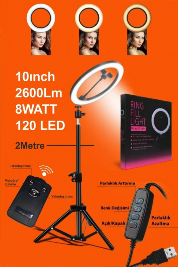 Rıng Fıll Lıght Led Işık Tripod Ile Bluethoot Kumanda -TİKTOKER