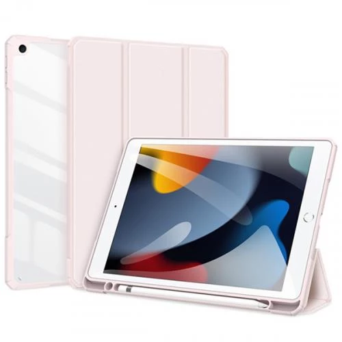 Polham Apple iPad 7, 8, 9 İçin 10.2 İnc Arkası Şeffaf Kapaklı Tablet Kılıfı,Kalem Bölmeli,Uyku Modlu - 11