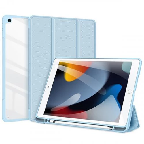 Polham Apple iPad 7, 8, 9 İçin 10.2 İnc Arkası Şeffaf Kapaklı Tablet Kılıfı,Kalem Bölmeli,Uyku Modlu - 6