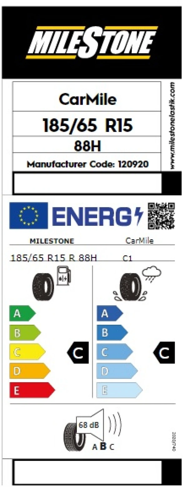 Milestone 185/65 R15 88H Carmile Yaz Lastiği 2023 Üretim - 2